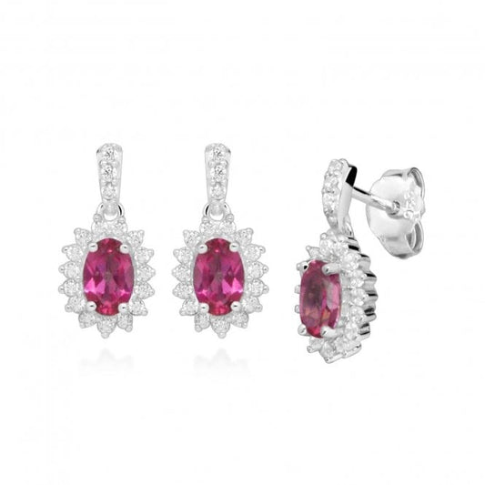 Hope Oval Pink Topaz Drop Earrings