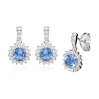 Hope Round Blue Topaz Drop Earrings
