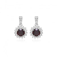 Hope Round Red Garnet Drop Earrings