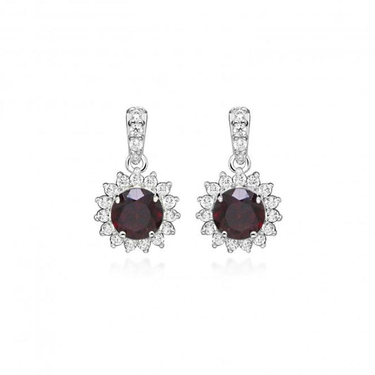 Hope Round Red Garnet Drop Earrings