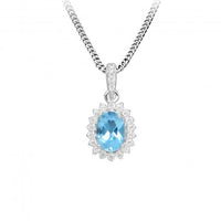 Hope Oval Blue Topaz Pendant Necklace