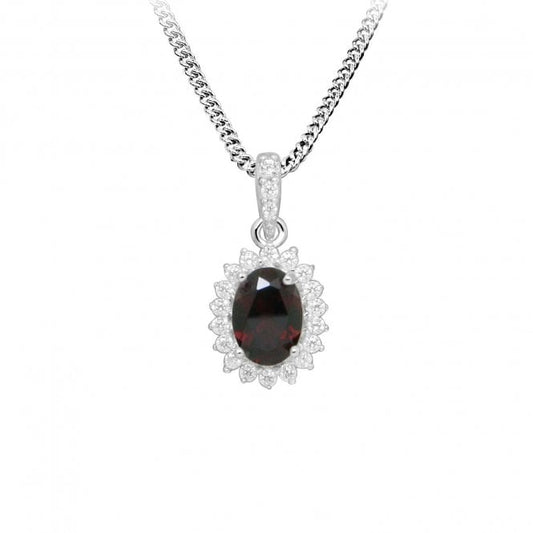 Hope Oval Red Garnet Pendant Necklace
