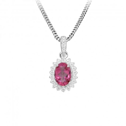 Hope Oval Pink Topaz Pendant Necklace