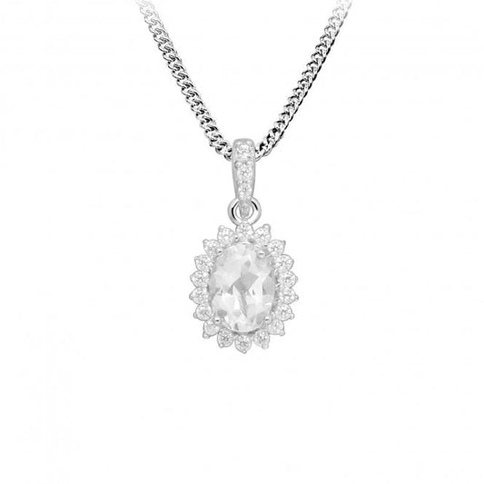 Hope Oval White Topaz Pendant Necklace