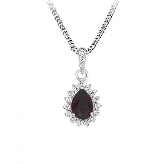 Hope Teardrop Red Garnet Pendant Necklace