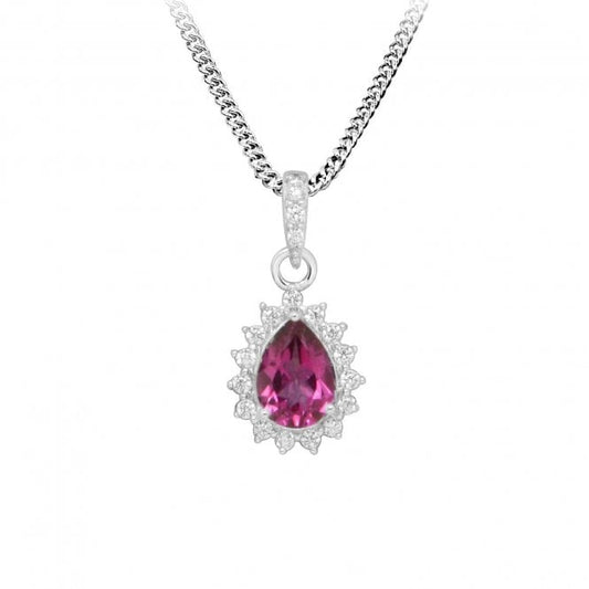 Hope Teardrop Pink Topaz Pendant Necklace