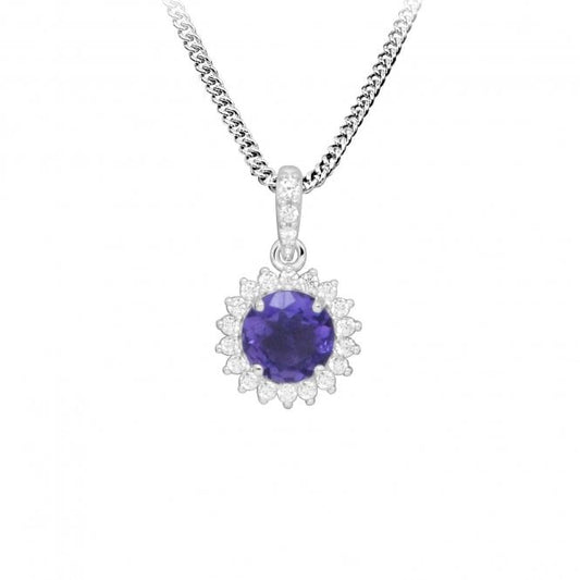 Hope Round Purple Amethyst Pendant Necklace