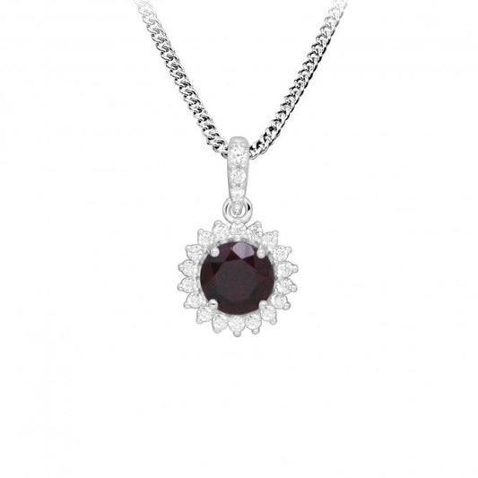 Hope Round Red Garnet Pendant Necklace