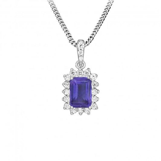 Hope Square Purple Amethyst Pendant Necklace