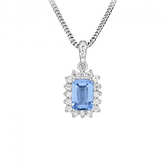 Hope Square Blue Topaz Pendant Necklace