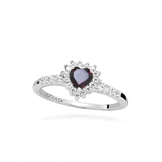 Hope Heart Red Garnet Ring, Size 56