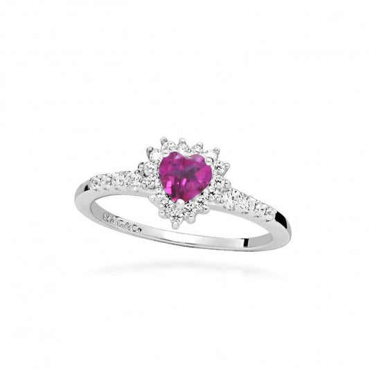Hope Heart Pink Topaz Ring, Size 56