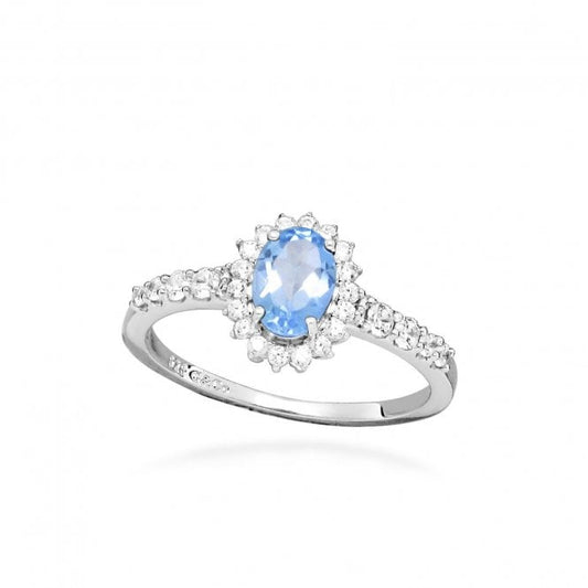 Hope Oval Blue Topaz Ring, Size 54