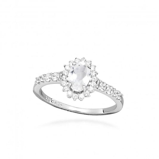 Hope Oval White Topaz Ring, Size 56