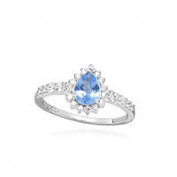 Hope Teardrop Blue Topaz Ring, Size 54