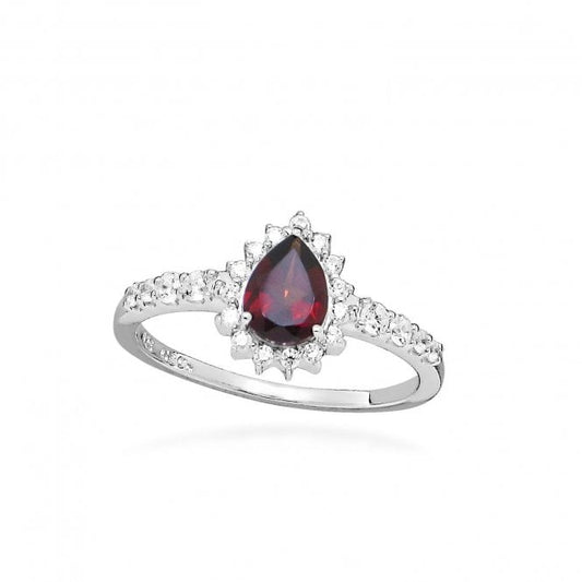 Hope Teardrop Red Garnet Ring, Size 54