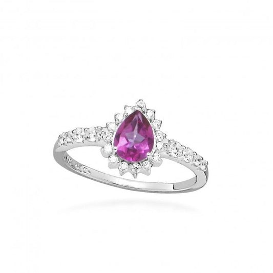 Hope Teardrop Pink Topaz Ring, Size 54