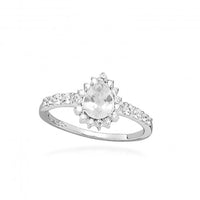 Hope Teardrop White Topaz Ring, Size 54