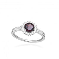 Hope Round Red Garnet Ring, Size 56