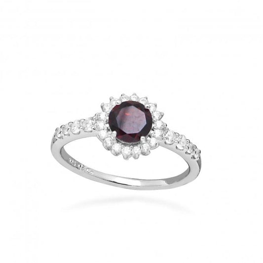 Hope Round Red Garnet Ring, Size 56