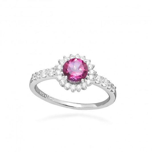 Hope Round Pink Topaz Ring, Size 56