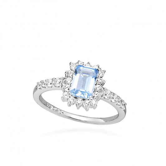 Hope Square Blue Topaz Ring, Size 54