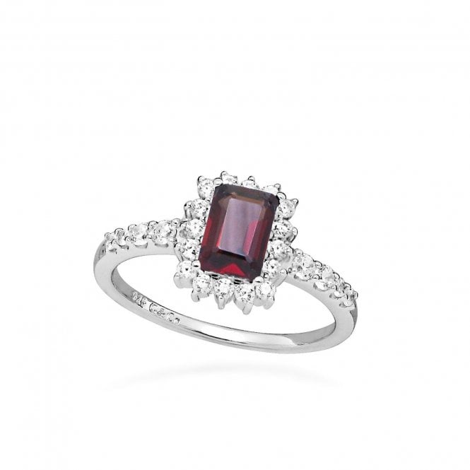 Hope Square Red Garnet Ring, Size 54