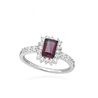 Hope Square Red Garnet Ring, Size 54
