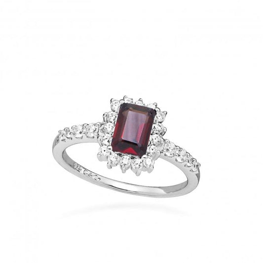 Hope Square Red Garnet Ring, Size 54