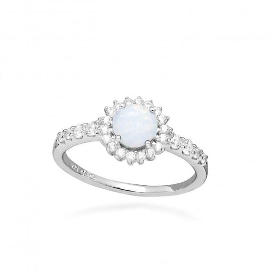 Hope Round Multicoloured Opal Ring, Size 52