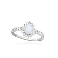 Hope Teardrop Multicoloured Opal Ring, Size 54