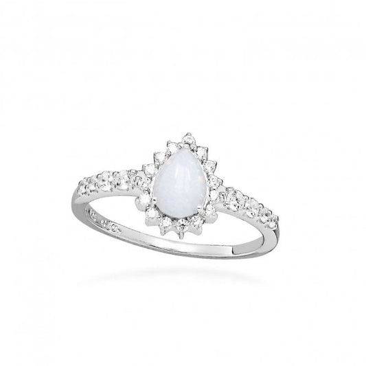 Hope Teardrop Multicoloured Opal Ring, Size 54