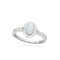 Hope Oval Multicoloured Opal Ring, Size 52