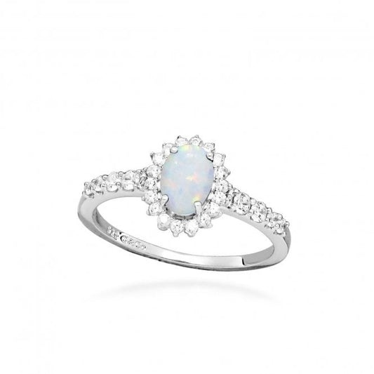 Hope Oval Multicoloured Opal Ring, Size 52