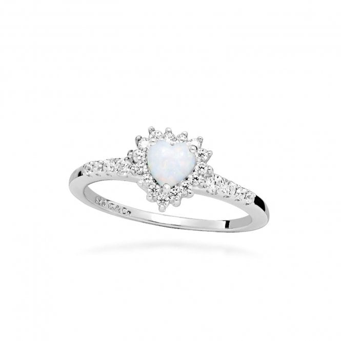 Hope Heart Multicoloured Opal Ring, Size 56