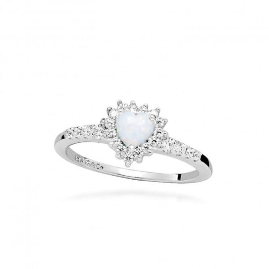 Hope Heart Multicoloured Opal Ring, Size 56