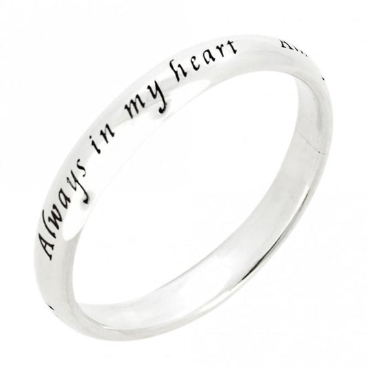 Engraved Silver Always in My Heart Ring, Size 48