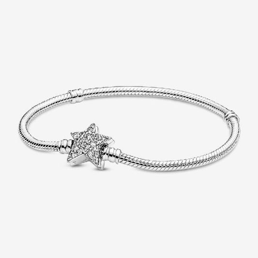 Moments Asymmetric Star Clasp Snake Chain Bracelet, 23cm