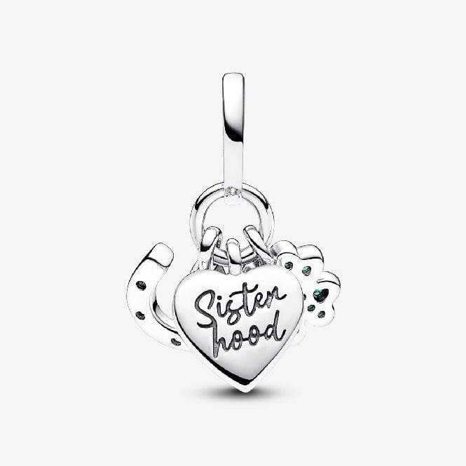 Four Leaf Clover, Heart and Horseshoe Triple Dangle Charms