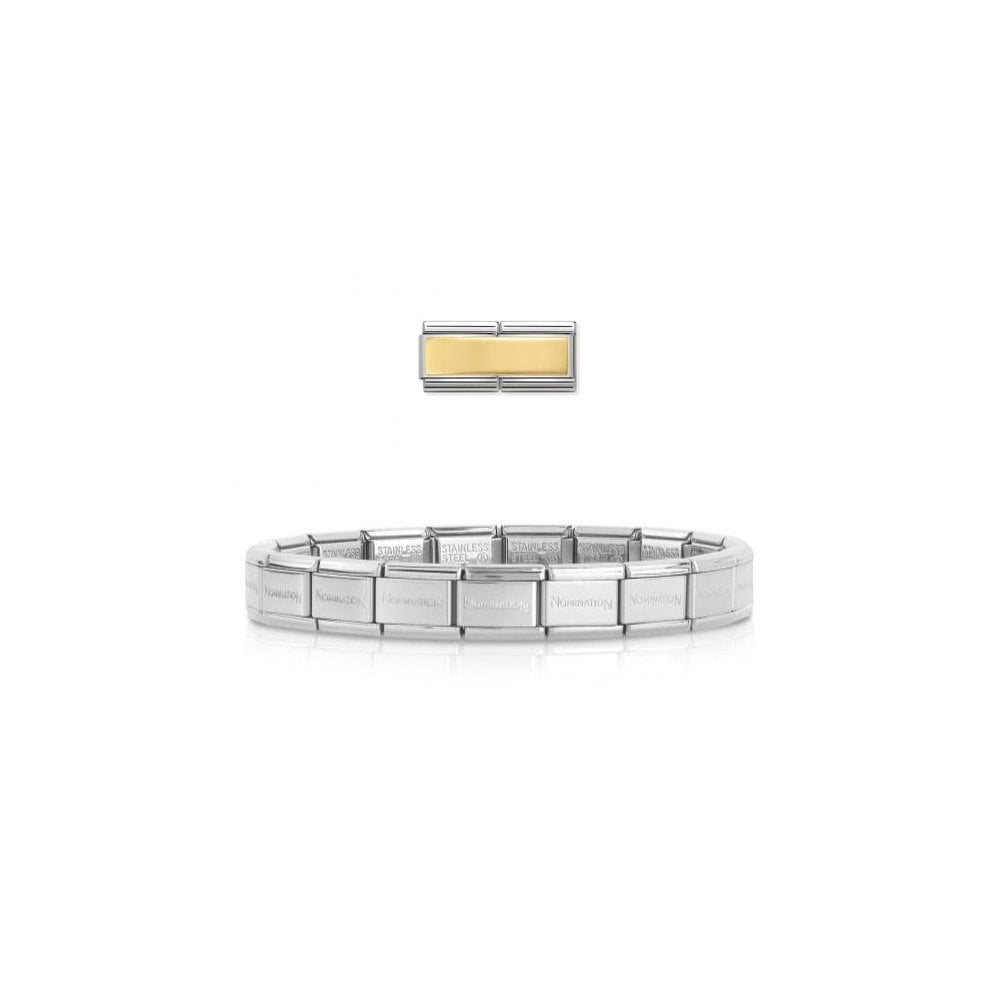 Gold Engravable Double Plate Charm Bracelet