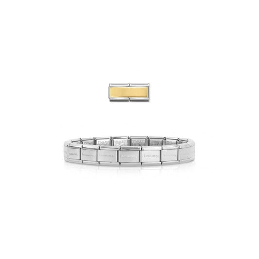 Gold Engravable Double Plate Charm Bracelet