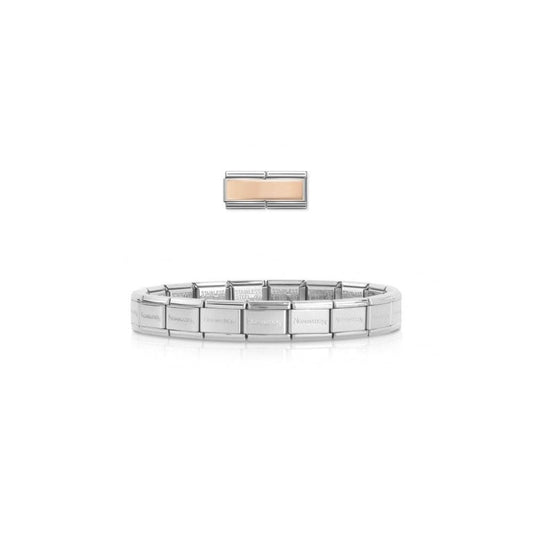 Rose Gold Engravable Double Plate Charm Bracelet