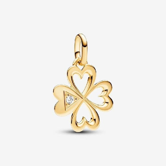 ME Gold Heart Four-Leaf Clover Medallion Charms
