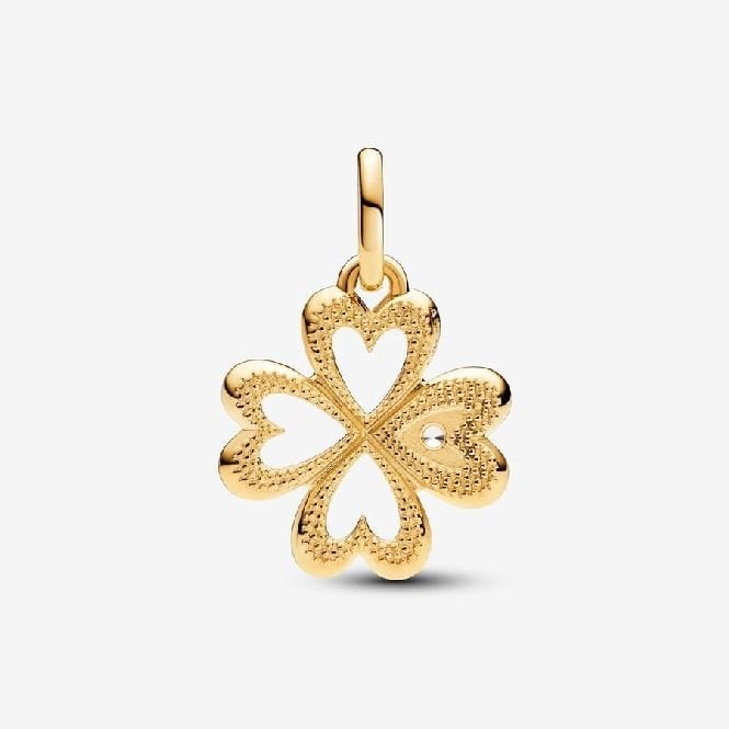 ME Gold Heart Four-Leaf Clover Medallion Charms