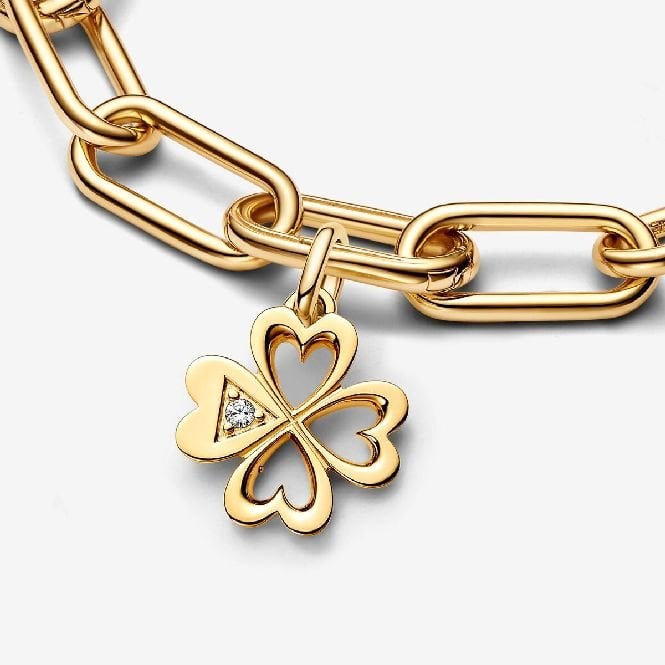 ME Gold Heart Four-Leaf Clover Medallion Charms