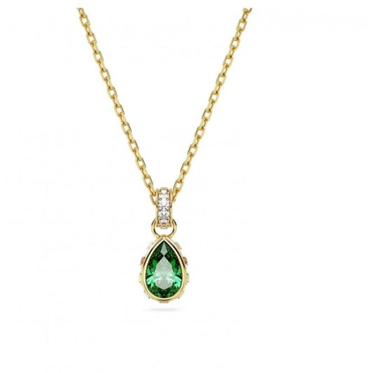 Chroma Pendant Necklace with Pear-Cut Green Crystal in Gold