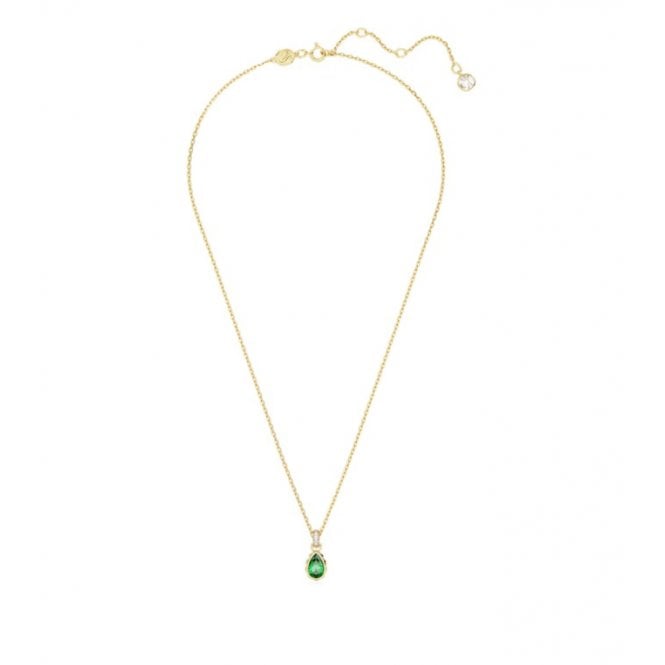 Chroma Pendant Necklace with Pear-Cut Green Crystal in Gold