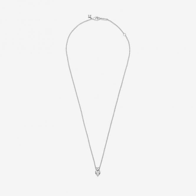 Double Heart Pendant Sparkling Collier Necklace, 45cm