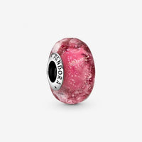 Wavy Fancy Pink Murano Glass Charms