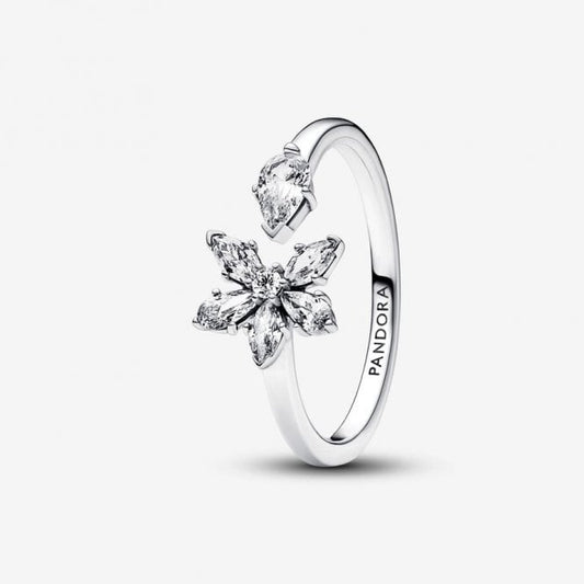 Sparkling Herbarium Cluster Open Ring, Size 56